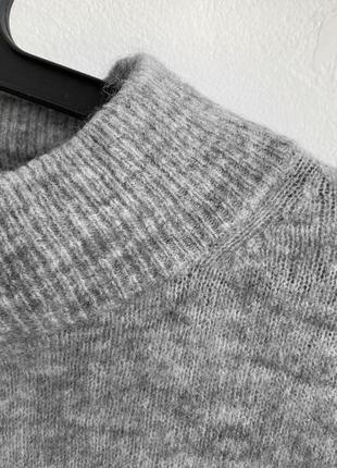 Шерсть мохер пушистый серый свитер с разрезами оверсайз h&amp;m10 фото