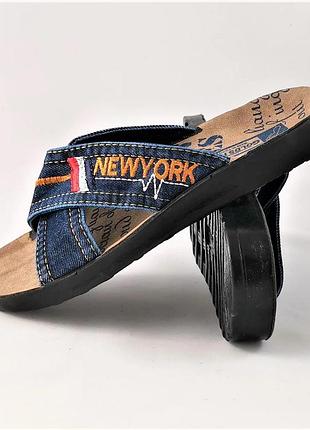 Мужские шлёпанцы джинсовые тапочки сланцы