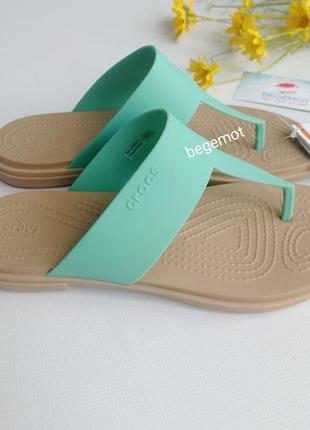 Шлепанцы женские вьетнамки crocs tulum flip мята1 фото