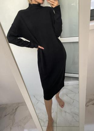 Тепле в'язане плаття з альпакою плаття светр міді чорне