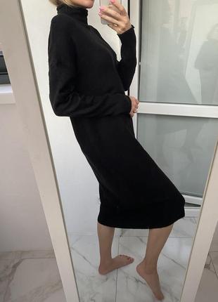 Тепле в'язане плаття з альпакою плаття светр міді чорне