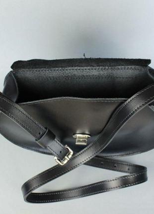 Женская кожаная сумка круглая черная сумка черная женская сумка из натуральной кожи черная женская сумка4 фото