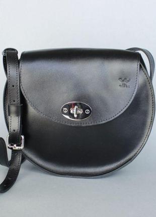 Женская кожаная сумка круглая черная сумка черная женская сумка из натуральной кожи черная женская сумка1 фото