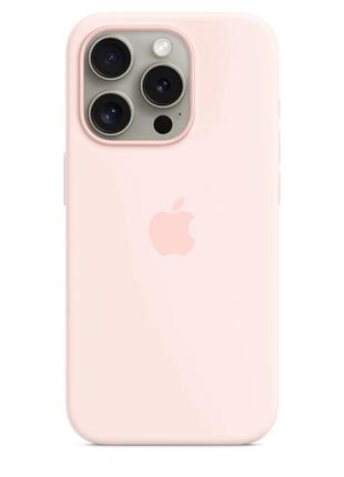 Чехол apple iphone 15 pro max silicone case with magsafe -  light pink