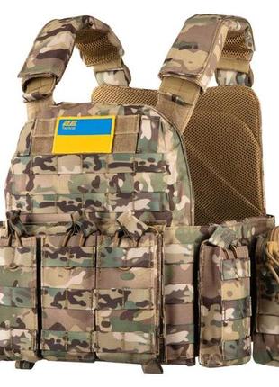 Плитоноска 2e tactical тип 5 з бічним захистом і додатковими підсумками в комплекті. колір камуфляж