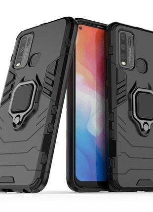 Чохол fiji ring для vivo y30 броньований бампер з кільцем чорний