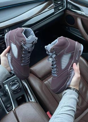 Теплые мужские кроссовки  jordan 5 bordo