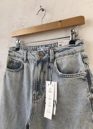 Прямые джинсы с необработанным низом zara straight fit -368 фото