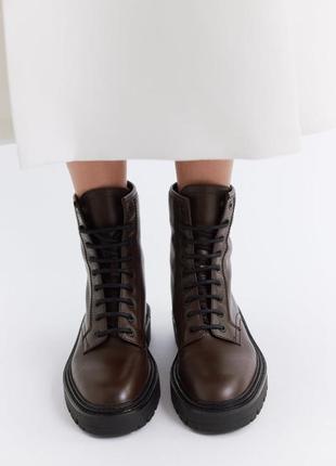 Кожаные коричневые ботинки zara new2 фото