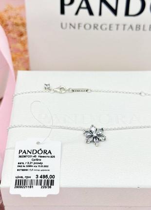 Серебряное колье pandora «блестящий гербарий»5 фото