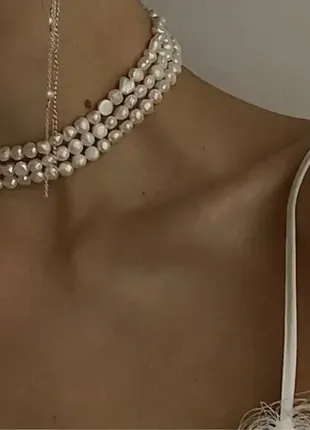 Тройное колье/чокер из натуральных жемчужин от annakova.jewelry