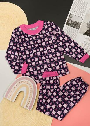 Легка бавовняна піжама для дівчинки в горох, з котиками, з ведмедиками