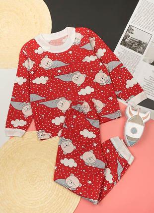 Легкая хлопковая пижама для девочки в горох, с котиками, с мишками5 фото