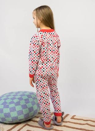 Легкая хлопковая пижама для девочки в горох, с котиками, с мишками2 фото