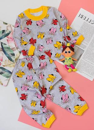Легкая хлопковая пижама для девочки в горох, с котиками, с мишками9 фото