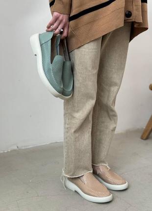 Кожаные туфли лоферы с перфорацией натуральная кожа1 фото