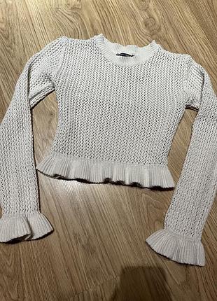 Укорочений светр сітка з рюшами топ в сітку