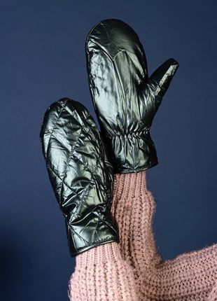 Женские стильные перчатки плащевка на меху