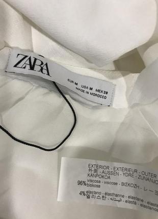 Zara зара. струящаяся блузка из белого атласа.4 фото
