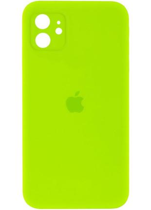 Чехол original silicone case with protective camera — iphone 11  — neon green (60)