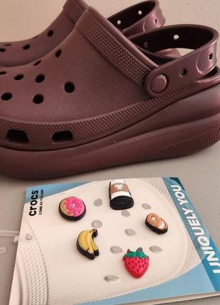 Крокс классик клог платформа бордовые бургундия crocs classic crush clog dark cherry5 фото