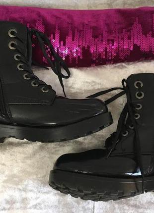 +15%черные лаковые ботинки на платформе