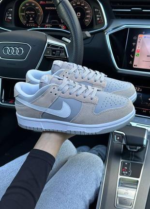 Жіночі кросівки nike sb dunk low prm grey beige, женские кожаные кроссовки найк
