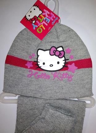 Комплект демисезонный шапка+шарф+перчатки sanrio hello kitty4 фото