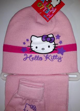 Комплект демісезонний шапка+шарф+рукавички sanrio hello kitty