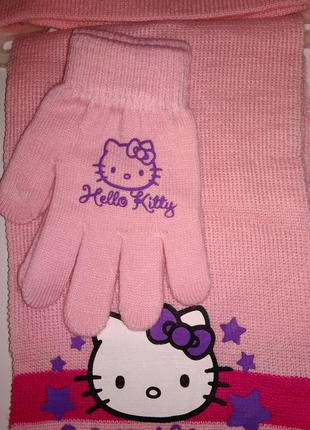 Комплект демисезонный шапка+шарф+перчатки sanrio hello kitty5 фото
