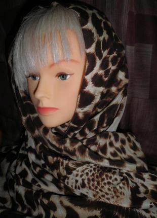 Качественный модный шарф шёлк креп де шин леопардовый рисунок 146х64см италия3 фото