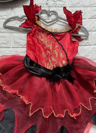 Карнавальный новогодний костюм колдунья чертики ведьма на хелоуин на девочку 5-6 лет2 фото