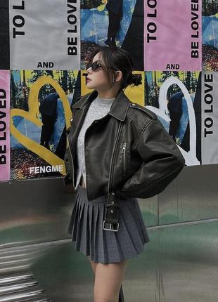 В наявності! шикарна косуха zara, бестселер, кожанка куртка еко шкіра, вінтаж ефект5 фото