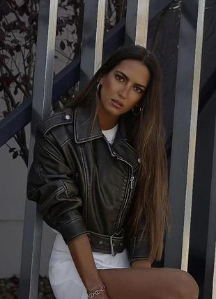 В наявності! шикарна косуха zara, бестселер, кожанка куртка еко шкіра, вінтаж ефект2 фото