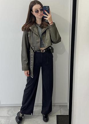 В наявності! шикарна косуха zara, бестселер, кожанка куртка еко шкіра, вінтаж ефект8 фото
