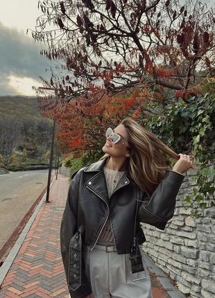 В наявності! шикарна косуха zara, бестселер, кожанка куртка еко шкіра, вінтаж ефект7 фото