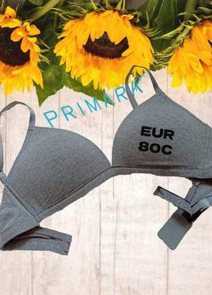 🌹primark eur 80c бюстгальтер без кісточки поролон сірий меланж бавовна🌹