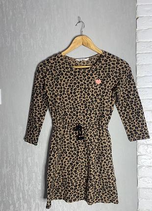 Тепла сукня плаття у леопардовий принт на дівчинку 6-8р h&m