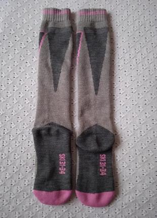 Термо носки лыжные из мериносовой шерсти 33-36 детские высокие гольфы шерстяные спортивные махровые носки шерсть мериноса4 фото