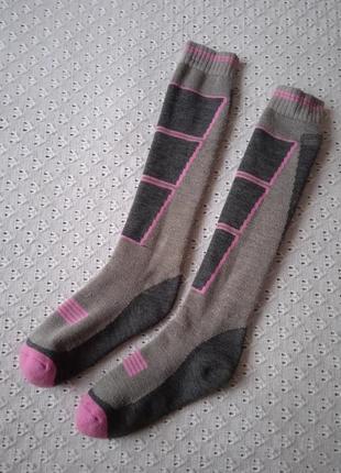 Термо шкарпетки лижні з мериносової вовни 33-36 дитячі високі гольфи шерстяні спортивні махрові носки шерсть мериноса