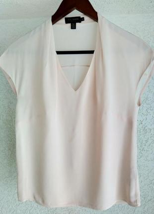 Нежно-розовая шелковая блуза / футболка ted baker (100% шелк)