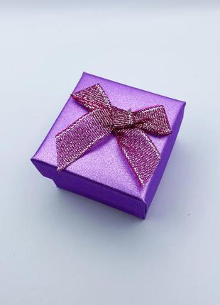 Коробочка для украшений под кольцо,кулон или серьги квадратная фиолетовая4 фото