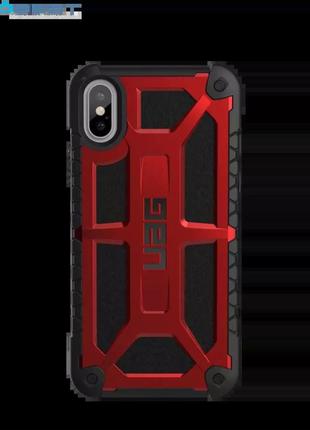 Чехол uag monarch для телефона iphone xs max  цвет чёрный с красным