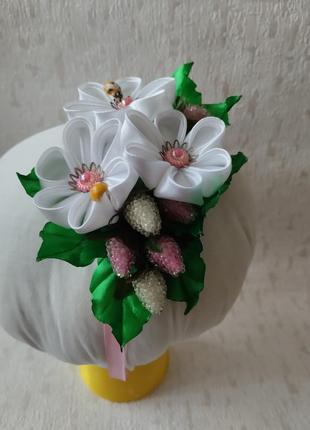 Аксессуары, украшения на праздник весны. летний обруч ободок с цветами и малиной