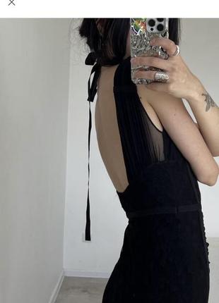 Розкішна чорна сітчата міні сукня вечірня4 фото