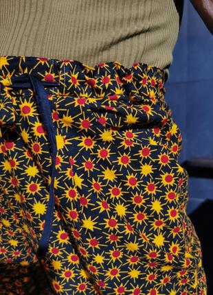Брюки коттон штаны прямые хлопок в принт узор с карманами в этно бохо стиле5 фото
