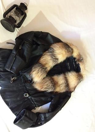 Женская куртка из натуральной кожи с пристегнутым воротником9 фото