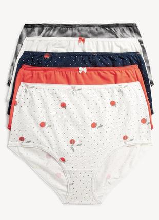 Набір жіночих трусів 5 штук marks & spencer бавовна р-р 18, 24 full briefs
