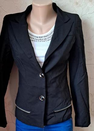 Стильный удлиненный черный и синий пиджак, жакет однобортный, норма, батал5 фото