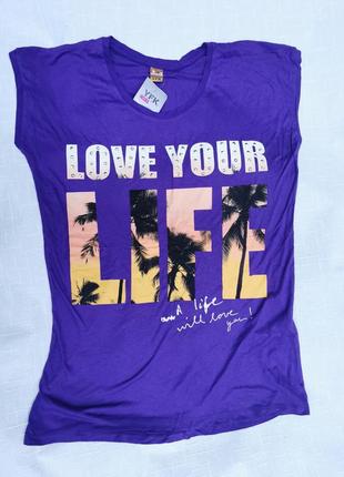 Турция! качественная яркая сиреневая футболка из вискозы